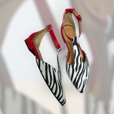 Ženske kožne baletanke 24028 zebra - crvena