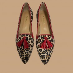 Ženske kožne baletanke 24035 leopard crvena